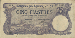 French Indochina / Französisch Indochina: 5 Piastres 1920 P. 40, Vertical And Horizontal Folds, Pinh - Indocina