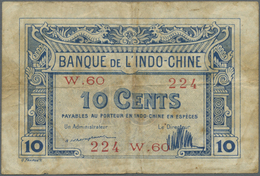 French Indochina / Französisch Indochina: 10 Cents ND(1920-23), P.44, Toned Paper With Several Folds - Indochina