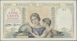 French Indochina / Französisch Indochina: 500 Piastres ND(1932-49) P. 57, Used With Light Folds And - Indocina