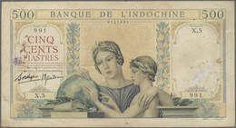 French Indochina / Französisch Indochina: 500 Francs ND(1932-49) P. 57, Used With Folds And Pinholes - Indocina