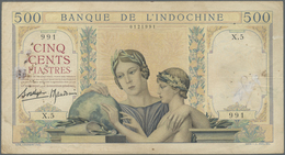 French Indochina / Französisch Indochina: 500 Francs ND(1932-49) P. 57, Used With Folds And Pinholes - Indochina