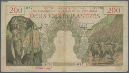French Indochina / Französisch Indochina: Set Of 2 Notes 200 Piastres ND P. 109, Both Used With Fold - Indocina
