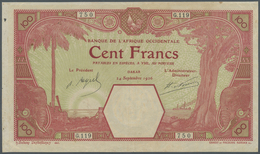 French West Africa / Französisch Westafrika: 100 France 1926 P. 11Bb, Upper And Right Border Trimmed - Stati Dell'Africa Occidentale