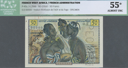 French West Africa / Französisch Westafrika: 50 Francs ND(1956) Specimen P. 45s, ICG Graded 55* AUNC - West African States