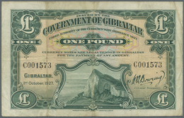 Gibraltar: 1 Pound 1927 P. 12, Rare Date Issue, Used With A Light Staining At Upper Left, 3 Vertical - Gibraltar