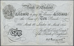 Great Britain / Großbritannien: 10 Pounds 1935 P. 336a, Issued In London, Center Fold With Staining, - Altri & Non Classificati