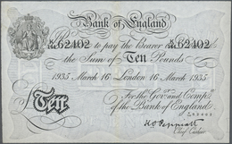 Great Britain / Großbritannien: 10 Pounds 1935 P. 336a, Issued In London, Center Fold With Staining, - Other & Unclassified