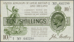 Great Britain / Großbritannien: 10 Shillings ND(1918) P. 350a, Seldom Seen Note, With 3 Vertical Fol - Altri & Non Classificati