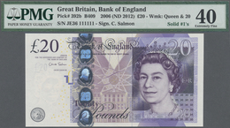 Great Britain / Großbritannien: 20 Pounds ND(2012) P. 392b With Interesting Serial Number JE36 11111 - Other & Unclassified