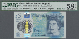 Great Britain / Großbritannien: Set With 8 Banknotes 5 Pounds 2015 Polymer, P.394 Complete Solid Num - Altri & Non Classificati