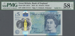 Great Britain / Großbritannien: Set With 8 Banknotes 5 Pounds 2015 Polymer, P.394 Complete Solid Num - Sonstige & Ohne Zuordnung