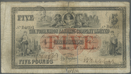 Great Britain / Großbritannien: The York Union Banking Company Ltd. 5 Pounds 1898, Old Used Note Wit - Sonstige & Ohne Zuordnung