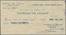 Greece / Griechenland: 300.000.000 Drachmai 1944 P. 147, Used With Center Fold, Creases In Paper, 2c - Grecia