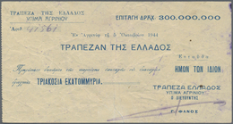 Greece / Griechenland: 300.000.000 Drachmai 1944 P. 147, Used With Center Fold, Creases In Paper, 2c - Grèce