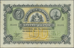 Greece / Griechenland: Trapeza Kritis (Crete) 100 Drachmai 1916, P.S154b, Great Banknote In Excellen - Grecia