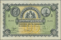 Greece / Griechenland: Trapeza Kritis (Crete) 100 Drachmai 1916, P.S154b, Great Banknote In Excellen - Greece