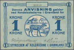 Greenland / Grönland: Governor Of The Colony In Greenland 1 Krone ND(1913) With Signatures: Daugaard - Groenlandia