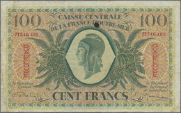 Guadeloupe: 100 Francs 1944 Caisse Centrale De La France D'Outre-Mer, P.29, Several Folds, Lightly Y - Altri – America