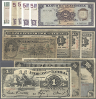Guatemala: Set Of 210 Banknotes Containing 1 Peso 1917 P. S111b (F+), 25 Pesos 1905 P. S146a (VG+), - Guatemala