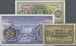 Guernsey: Set With 3 Banknotes Comprising 1 Shilling 3 Pence ND(1941) P.23 (VG), 1 Pound ND(1969-75) - Altri & Non Classificati