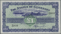 Guernsey: 1 Pound 1945 P. 43a, Crisp Paper But A Bit Wavy At Upper And Lower Border, No Folds, No Ho - Altri & Non Classificati