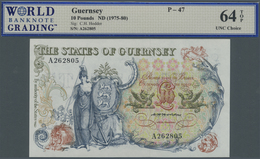 Guernsey: 10 Pounds ND(1975-80), P.47 In Perfect Condition, WBG Graded 64 UNC Choice TOP - Altri & Non Classificati