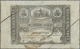 Haiti: 2 Gourdes 1827 P. 42, Used With Folds, Stamped On Back, No Holes Or Tears, Condition: F+. - Haïti