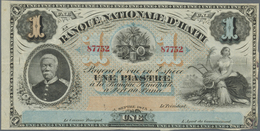 Haiti: 1 Piastre 1875 Remainder P. 70r, Used With Folds And Traces Of Mounting On Back But No Holes - Haiti