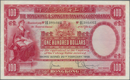 Hong Kong: The Hongkong & Shanghai Banking Corporation 100 Dollars 1958 P. 176f, In Exceptional Nice - Hong Kong