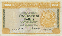 Hong Kong: 1000 Dollars 1983 P. 190, Used With Folds And Creases, No Holes Or Tears, Still Crispness - Hongkong