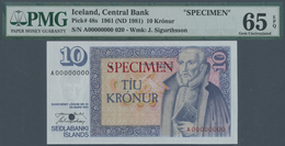 Iceland / Island: 10 Kronur L.1961 (1981) SPECIMEN, P.48s, PMG Graded 65 Gem Uncirculated EPQ - IJsland