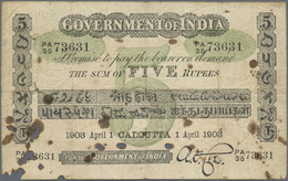 India / Indien: Government Of India 5 Rupees 1903 P. A3, CALCUTTA Issue, Used With Folds And Crease, - India