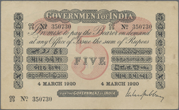 India / Indien: 5 Rupees March 4th 1920, P.A6 In VF Rare! - Indien