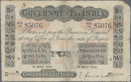 India / Indien: 50 Rupees May 16th 1916, P.A15, Small Missing Part At Upper Right Corner, Tears And - Inde