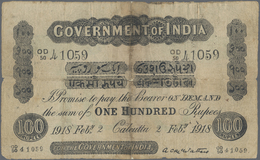 India / Indien: 100 Rupees CALCUTTA February 2nd 1918, P.A17c, Taped Tears And Small Hole At Center - Indien