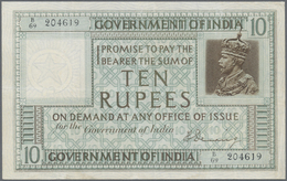 India / Indien: 10 Rupees ND(1917-30) P. 5b Portrait KGV, Light Folds In Paper, Pressed But No Holes - Indien