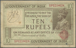 India / Indien: Highly Rare SPECIMEN Note Of 10 Rupees ND(1917-30) P. 6s With Red Specimen Overprint - Indien