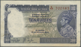 India / Indien: 10 Rupees ND P. 19a, Sign. Taylor, Portrait KG VI, Light Vertical Folds And Handling - Inde