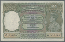 India / Indien: 100 Rupees ND(1937-43), Place Of Issue CALCUTTA With Signature Deshmuk, P.20e In Exc - India