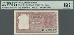 India / Indien: 2 Rupees ND(1951) P. 28, In Condition: PMG Graded 66 Gem UNC EPQ. - Indien