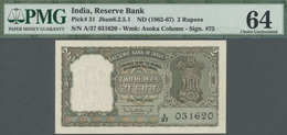 India / Indien: 2 Rupees ND(1962-67) P. 31 In Condition: PMG Graded 64 Choice UNC. - India