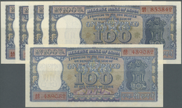 India / Indien: Set With 5 Banknotes 100 Rupees, Four Of Them With Signature: Bhattacharya (1962-196 - India