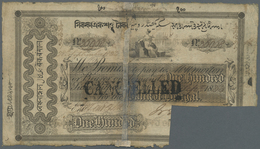 India / Indien: Bank Of Bengal Commerce Issue 100 Sicca Rupees 1833 P. S42, Stamped And Cut Cancelle - Indien