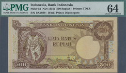 Indonesia / Indonesien: 500 Rupiah "Tiger Note" ND(1957) P. 52 In Condition: PMG Graded 64 Choice UN - Indonesië