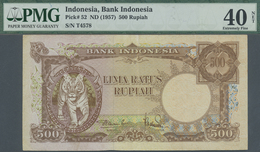 Indonesia / Indonesien: 500 Rupiah ND(1957) P. 52, Replacement, Serial T4578, Condition: PMG Graded - Indonesia