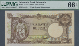Indonesia / Indonesien: Set Of 2 Consecutive Notes 500 Rupiah ND(1957) P. 52 With Serial Numbers SA3 - Indonesië