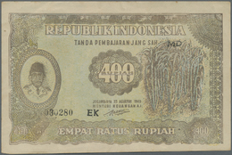 Indonesia / Indonesien: 400 Rupiah 1943 P. 35a, Unfolded But Several Creases At Borders, No Holes Or - Indonesia