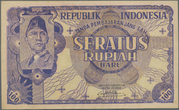 Indonesia / Indonesien: 100 Rupiah 1949 P. 35G, Unfolded But With Light Creases At Borders, Conditio - Indonesia