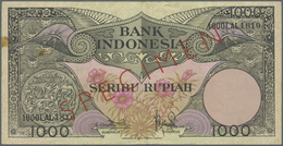 Indonesia / Indonesien: 1000 Rupiah 1959 Specimen With Regular Serial Number P. 71s, Used With Some - Indonésie