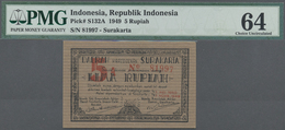 Indonesia / Indonesien: Surakarta 5 Rupiah 1949, P.S132A In Exceptional Great Condition, PMG Graded - Indonesien